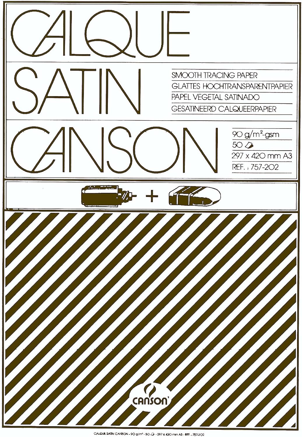 Detalle de Canson blocco carta disegno tecnico A3 – 50 fogli, 90 g/m², superficie satinata