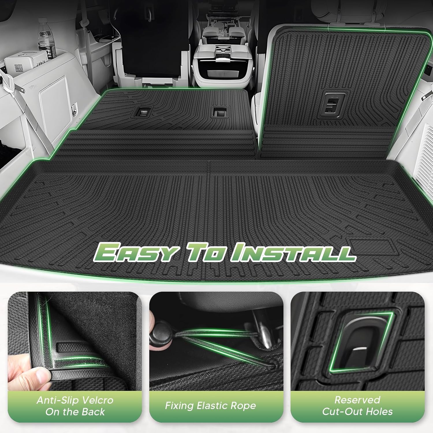 Thumbnail 4 de Cartist Floor Mats & Cargo Liner for 2018–2024 Ford Expedition / Lincoln Navigator (7 Seats) — All-Weather TPE Set