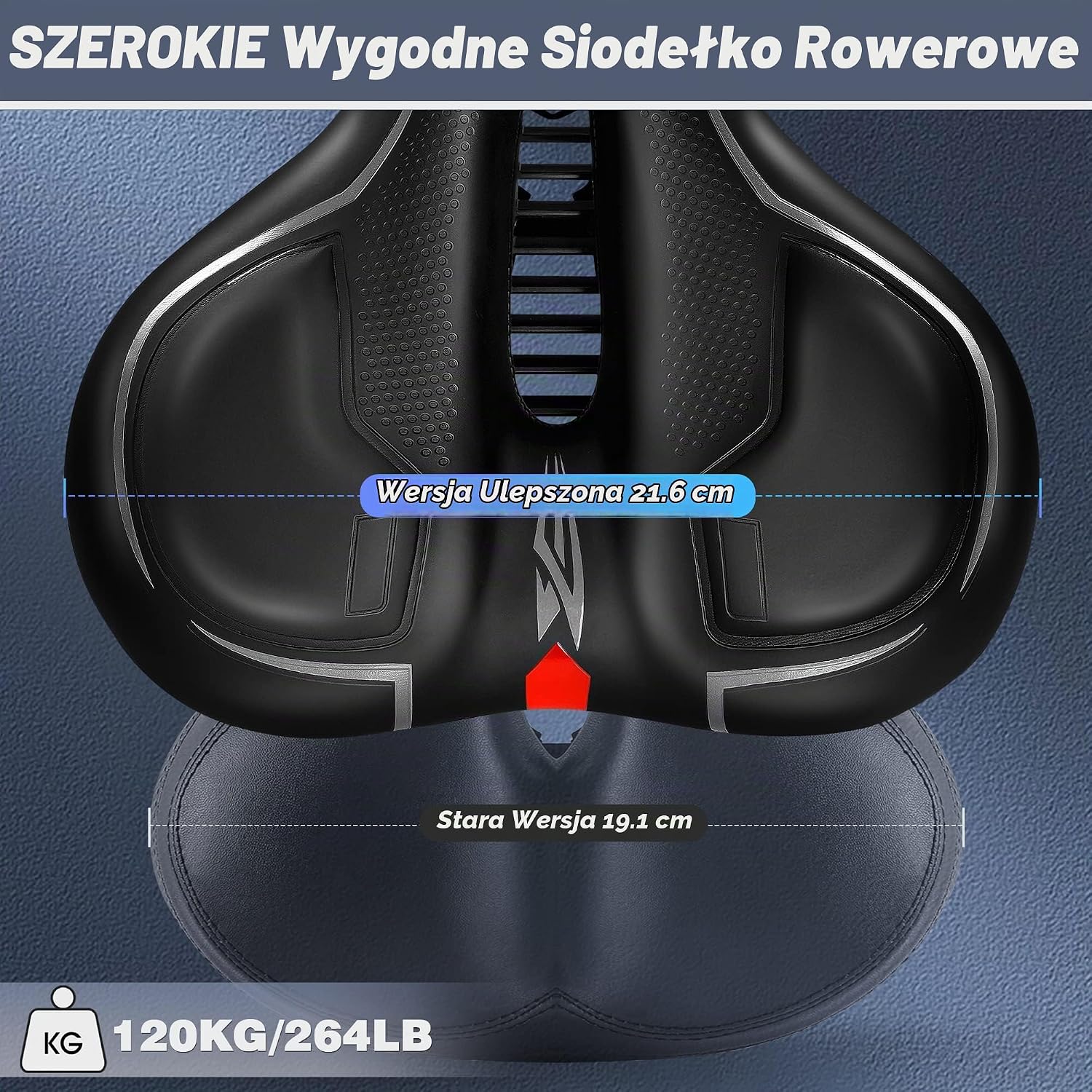 Detalle 2 de IPOW szerokie siodełko rowerowe z pianką memory i podwójną amortyzacją