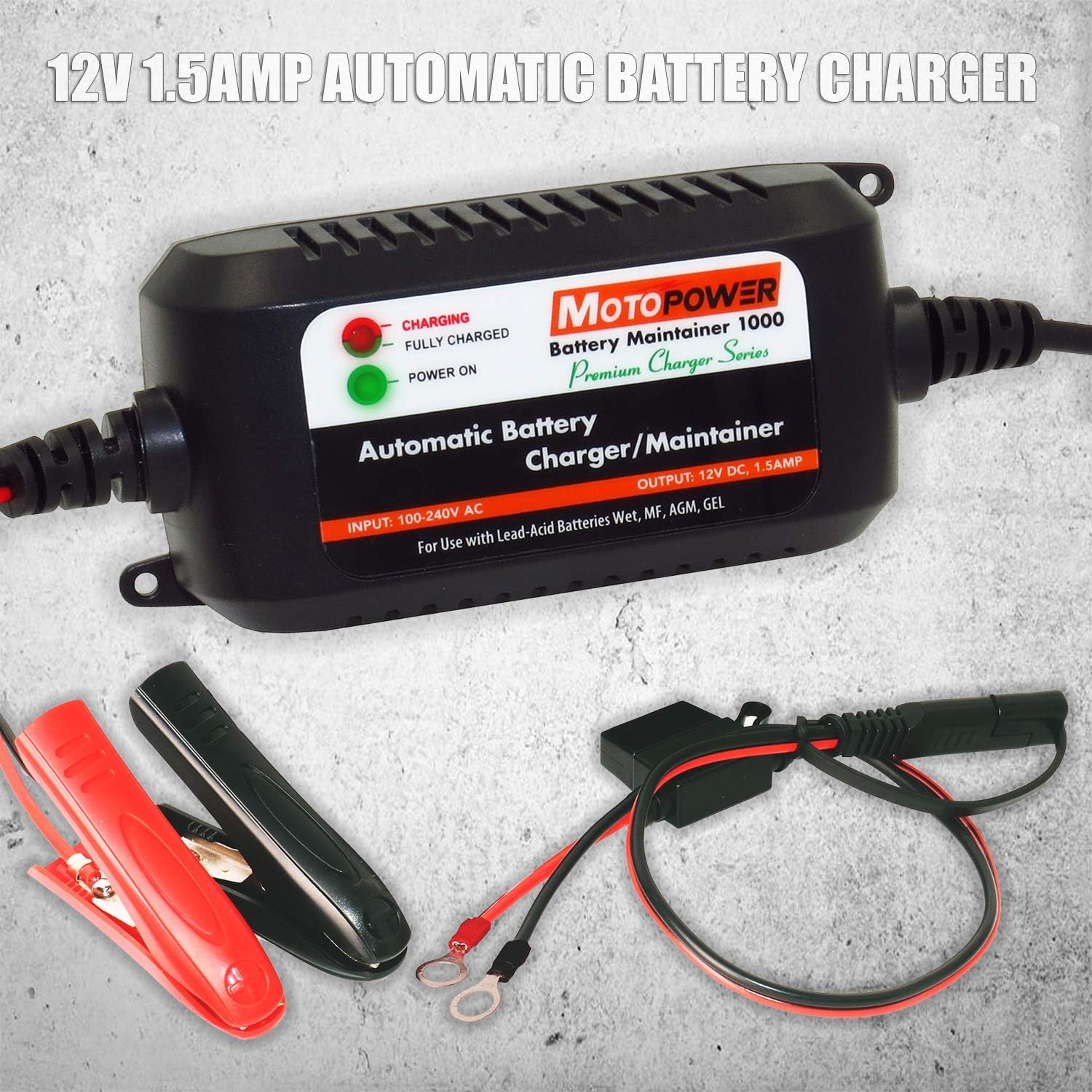 Thumbnail 1 de MOTOPOWER MP00206A caricabatterie 12V 1,5A per auto e moto