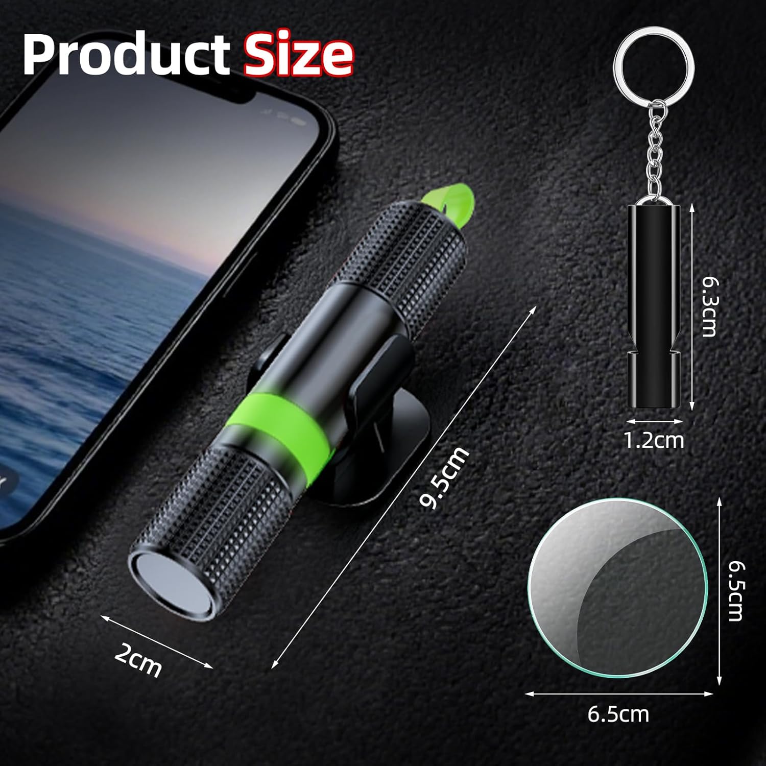 Thumbnail 4 de muhogxio 2-in-1 Gurtschneider-Notfallhammer mit Testglas – Sicherheits-Hammer fürs Auto (schwarz)