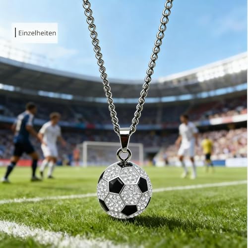 Detalle 2 de AIENYOU 3-teiliges Fußball-Schmuckset mit Kette und Armband, Silber