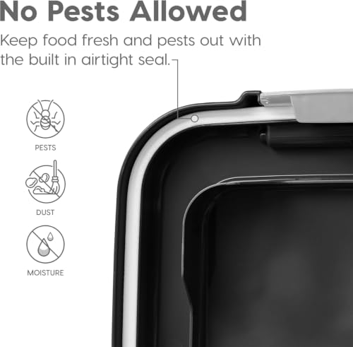 Detalle 2 de IRIS USA Airtight Pet Food Storage Rolling Container, 30 lb Capacity, Black