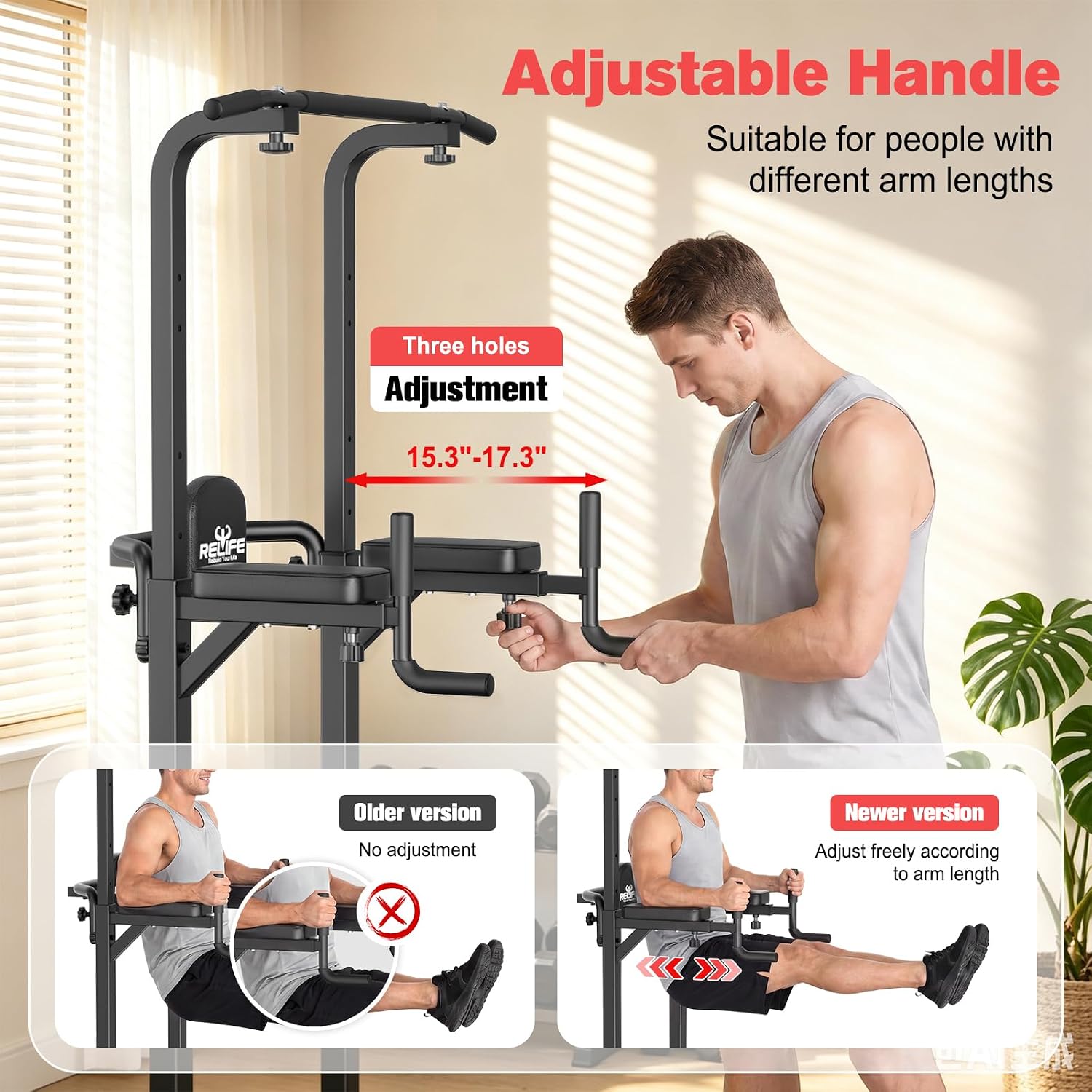 Thumbnail 2 de RELIFE REBUILD YOUR LIFE Free-Standing Power Tower, Adjustable Height, Alloy Steel
