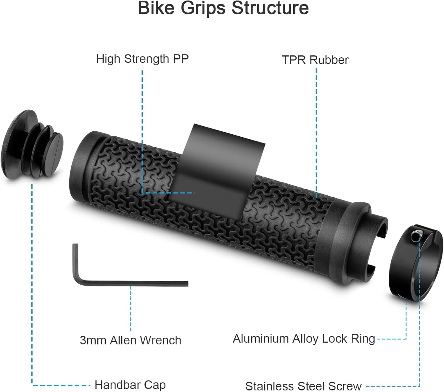Detalle de NUWAB Premium Bike Handlebar Grips 5.2in