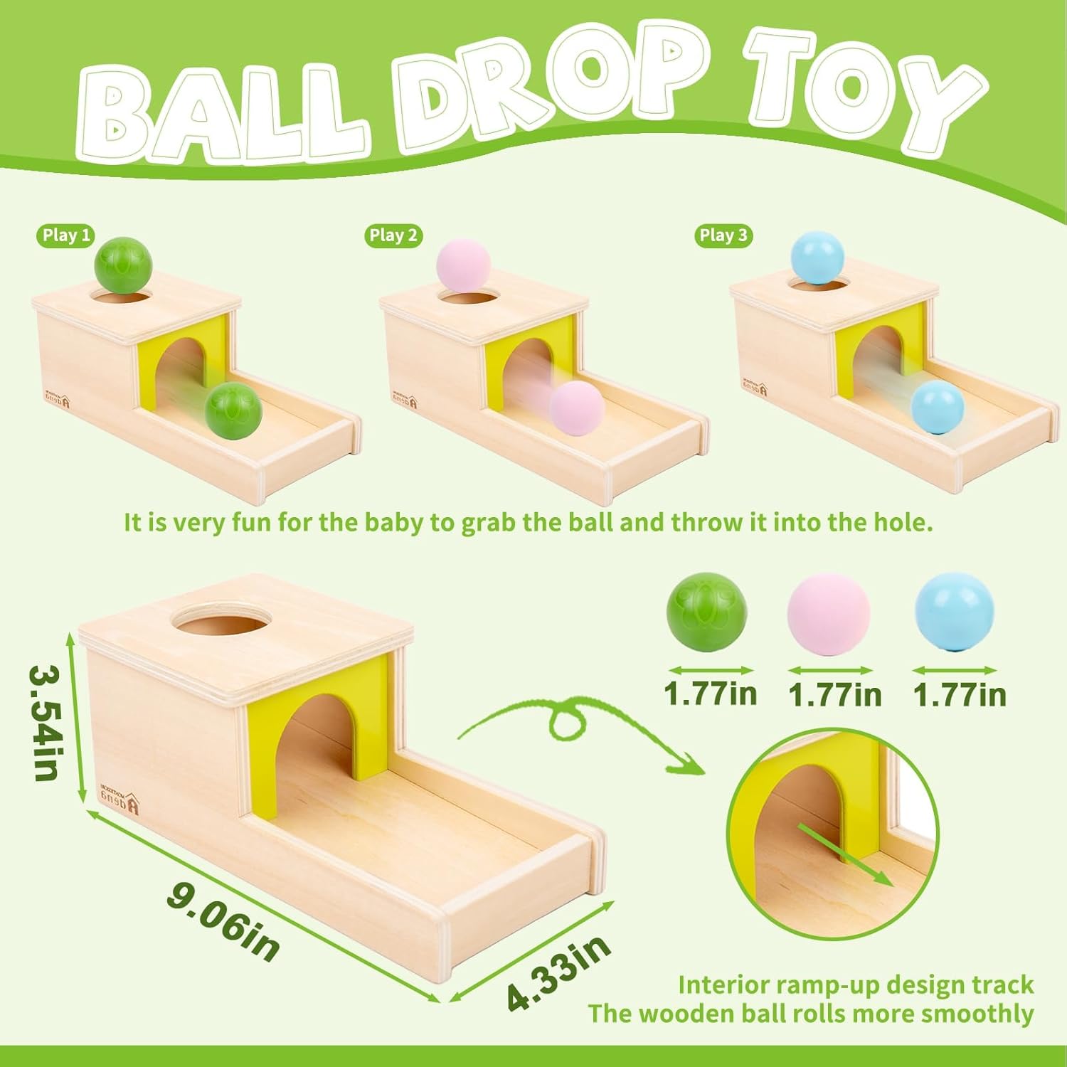 Thumbnail 2 de Adena Montessori Object Permanence Box with 3 Balls