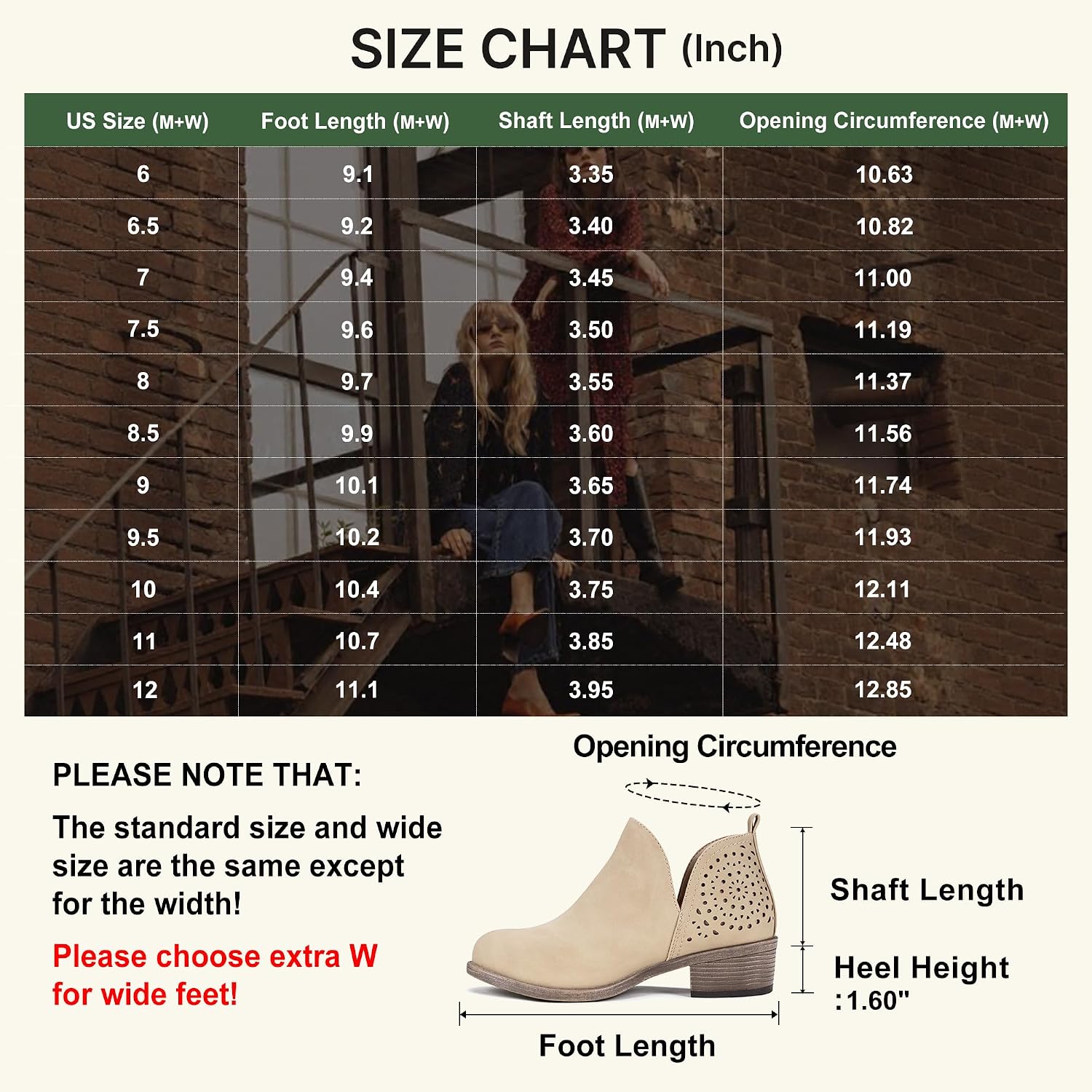Detalle 2 de Vepose 27751302889516 Women's Western Ankle Boots, Extra-Wide Fit, Memory Foam