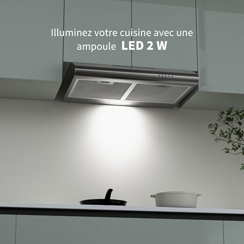 Detalle de FIREGAS A+ Hotte Aspirante 60 cm Sans Évacuation – Argent, moteur brushless