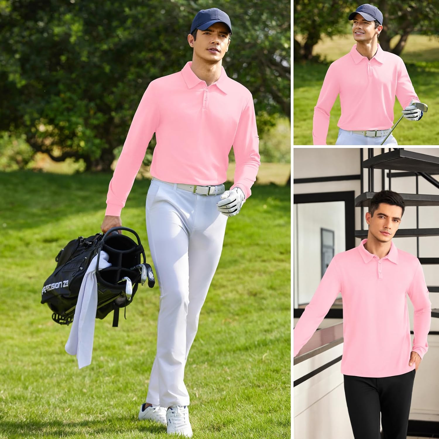 Detalle 2 de Deyeek Men's Long-Sleeve Polo Shirt, Polyester