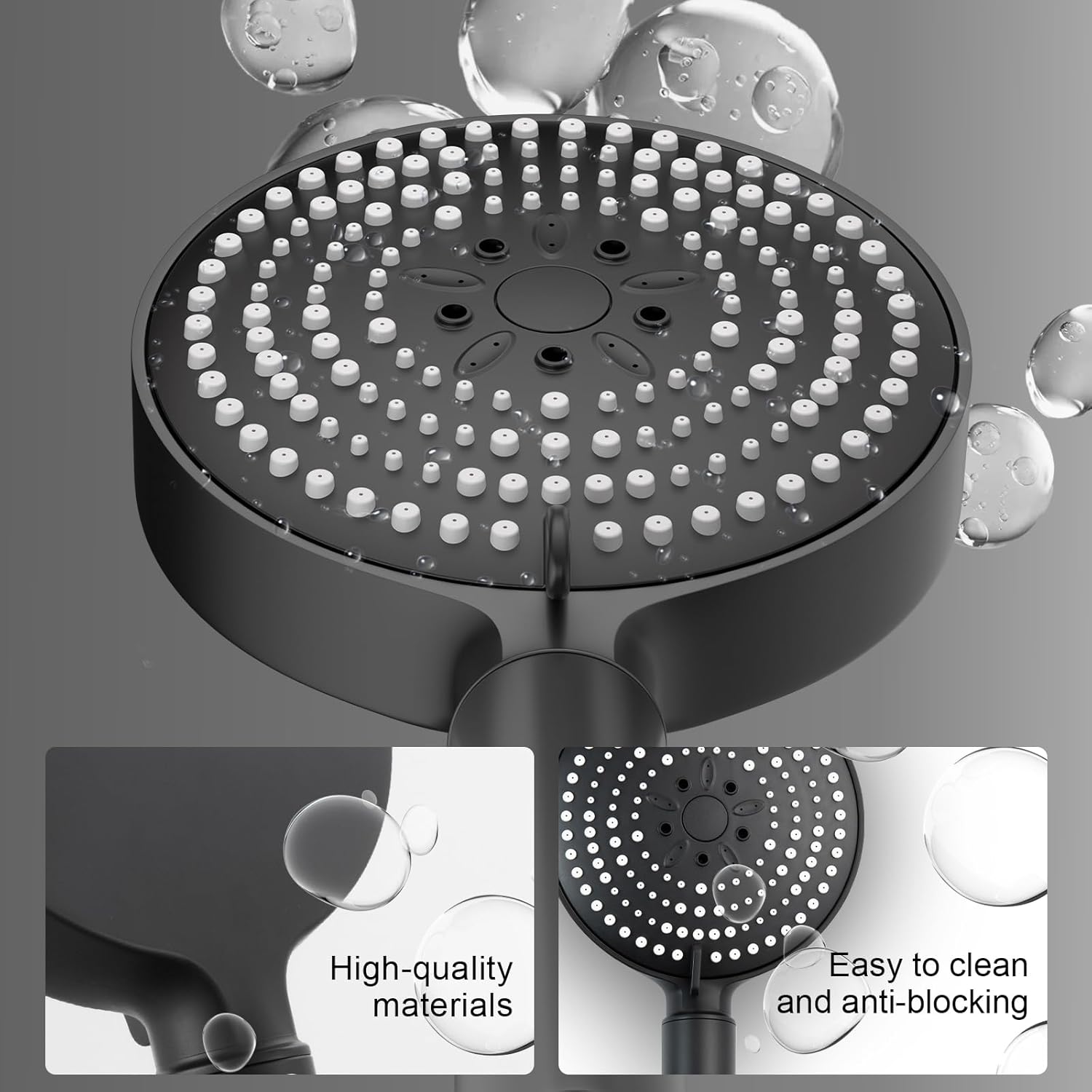 Thumbnail 2 de OFFO 1.6m shower head and hose with 20-stage filter, 6 spray modes (matte black)