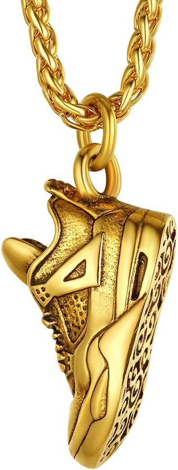 Detalle de Richsteel Kettenanhänger aus 316L Edelstahl mit Sportschuh-Anhänger – Silber/18k vergoldet, Herren & Jungen