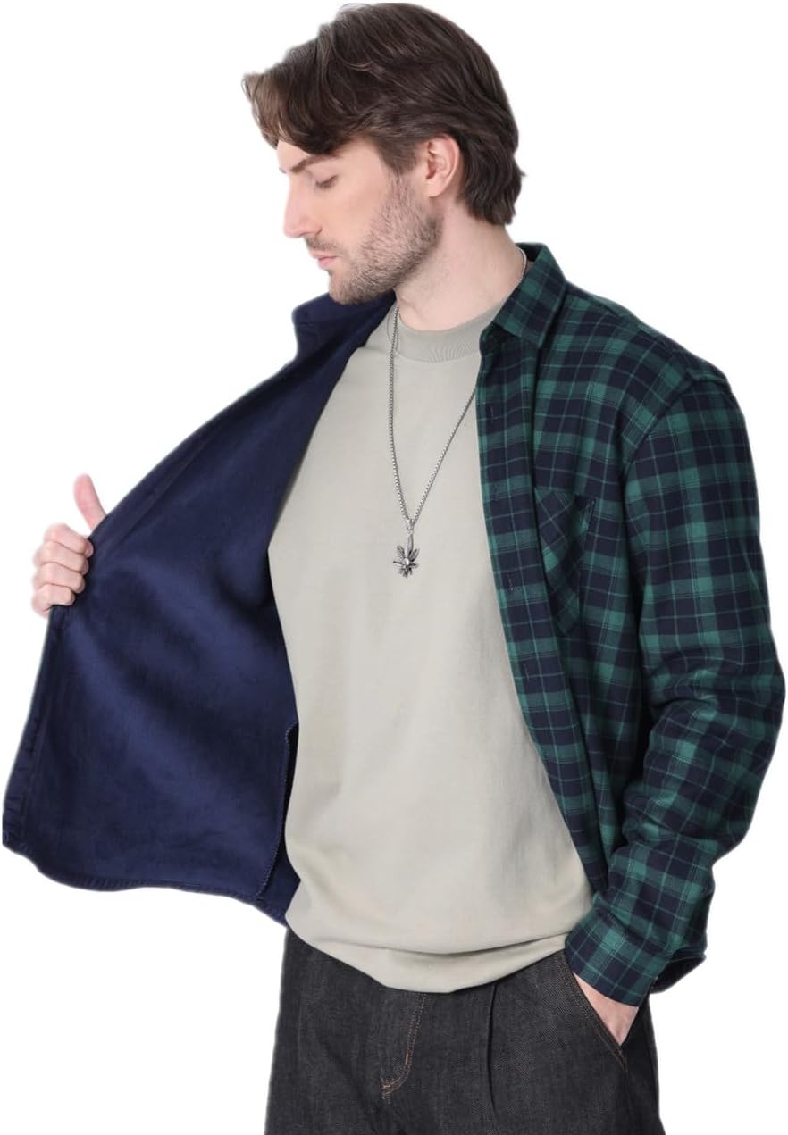 Thumbnail 3 de Miaikvs Men's Thicken Plaid Shirt Jacket with Sherpa Lining