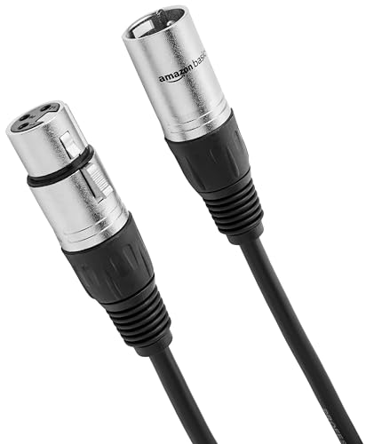 Amazon Basics XLR Male to Female Microphone Cable, 25 ft, All Copper, 3-Pin, 6mm Jacket