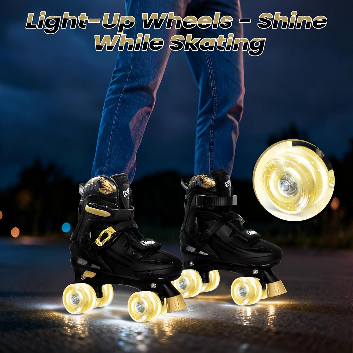 Thumbnail 2 de Nattork Adjustable Roller Skates for Kids (Ages 4–16) – Racing Car Design, ABEC-7 Bearings & Triple Lock Safety