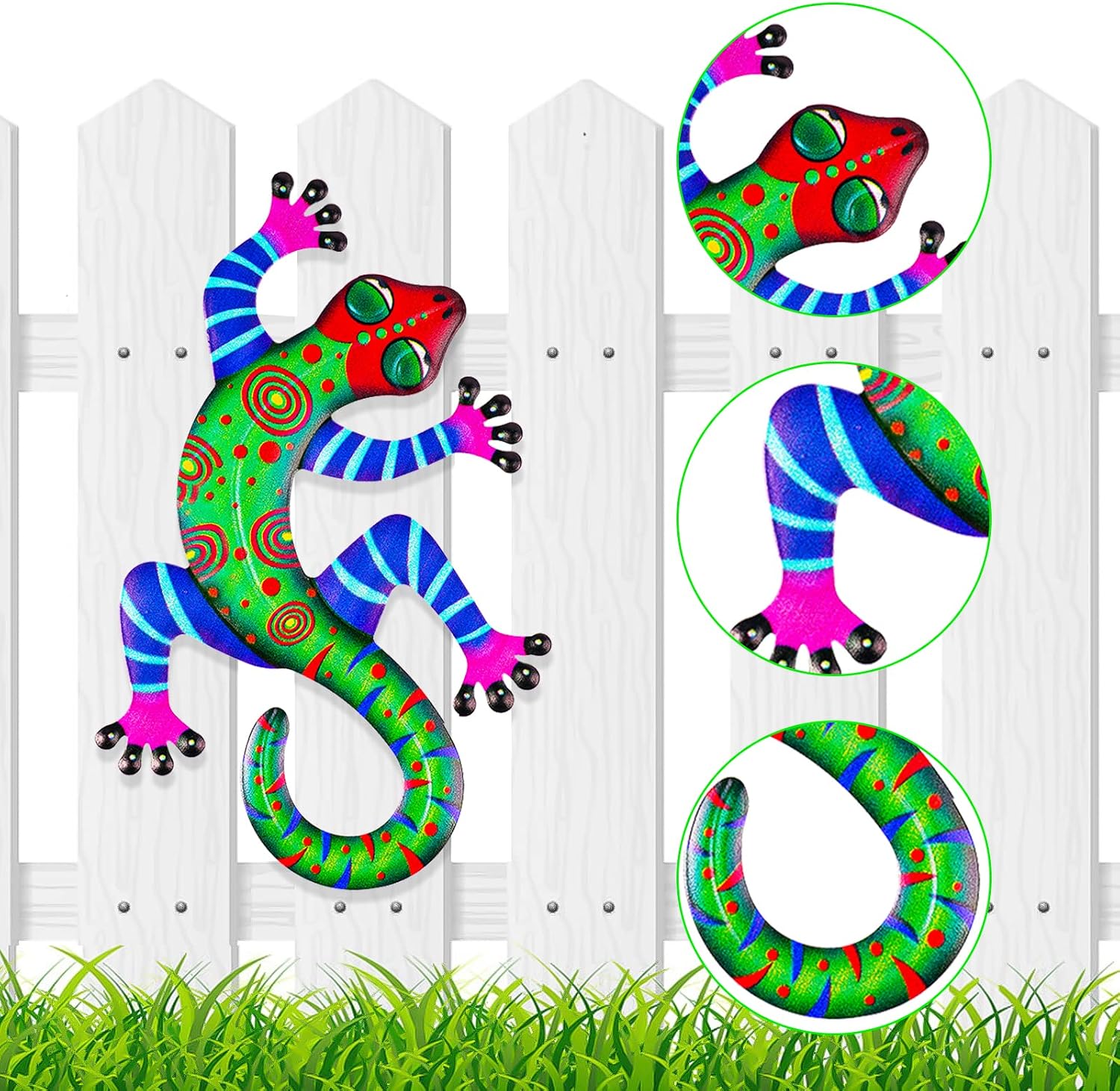 Detalle 2 de OFFCUP Métal Gecko Décoration Murale 3PCS 🐦