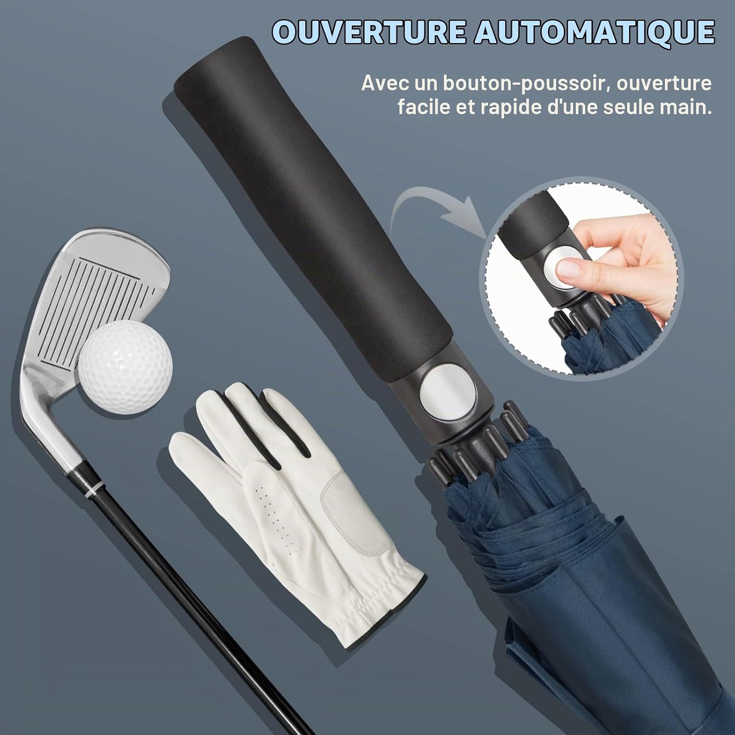 Thumbnail 3 de ZOMAKE TM0052 automatische golfparaplu met dubbele luifel en glasvezelsteel