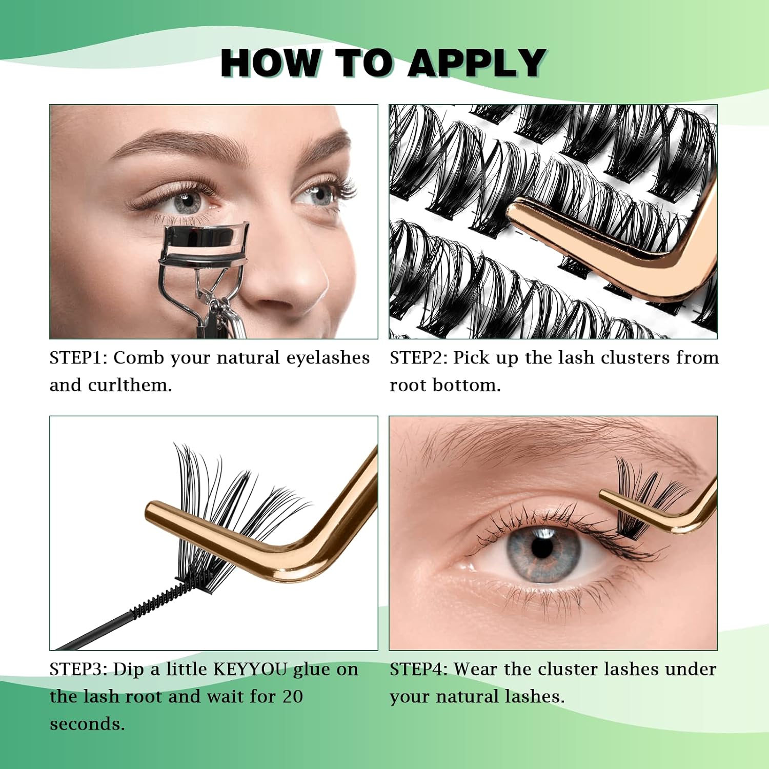 Thumbnail 5 de KEYYOU Lash Clusters 300pcs DIY Eyelash Extension Kit – Soft, Natural Volume with 9–18mm Mixes