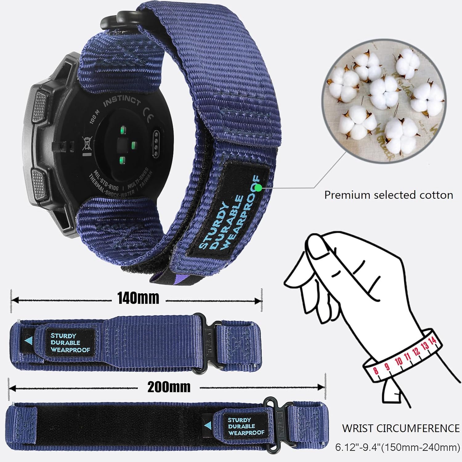 Thumbnail 2 de OTOP0 Rugged Nylon Watch Strap for Garmin Instinct 45mm