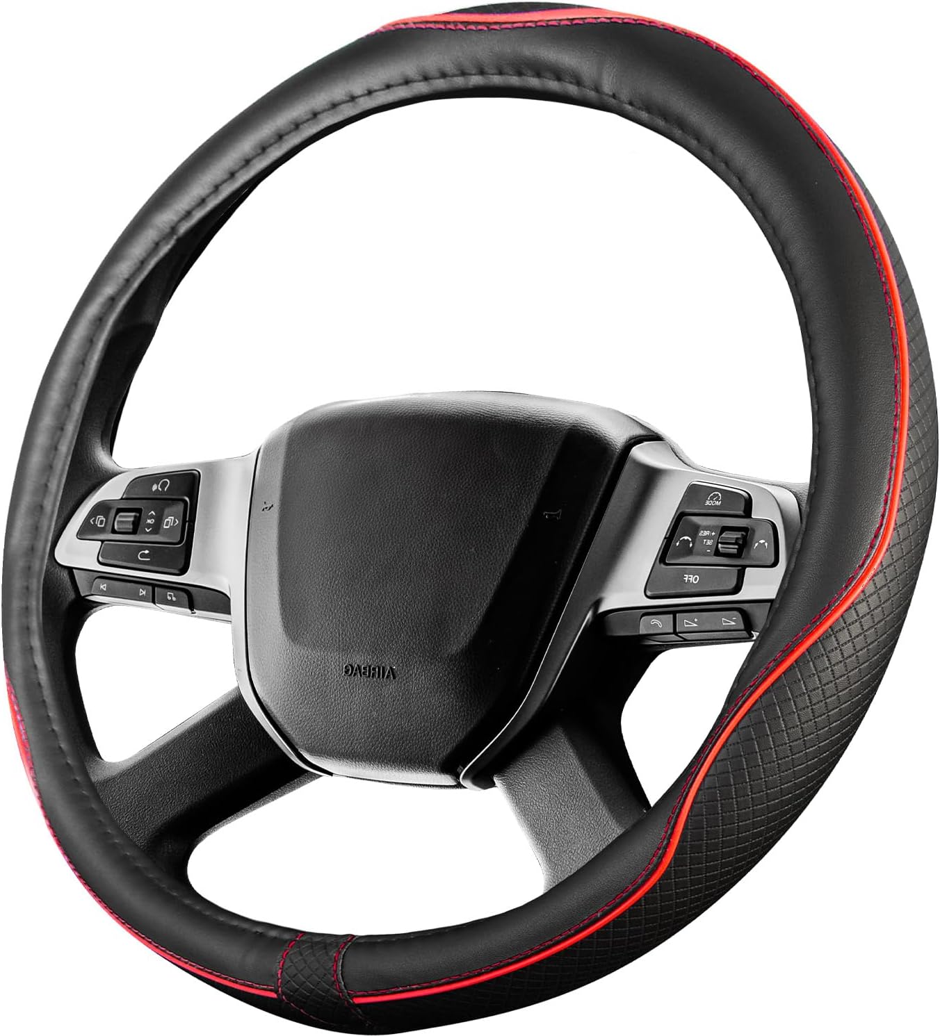 Detalle de Upgrade4cars LKW Lenkradbezug 44–46 cm in Rot – universelle Lenkradhülle für Sommer & Winter