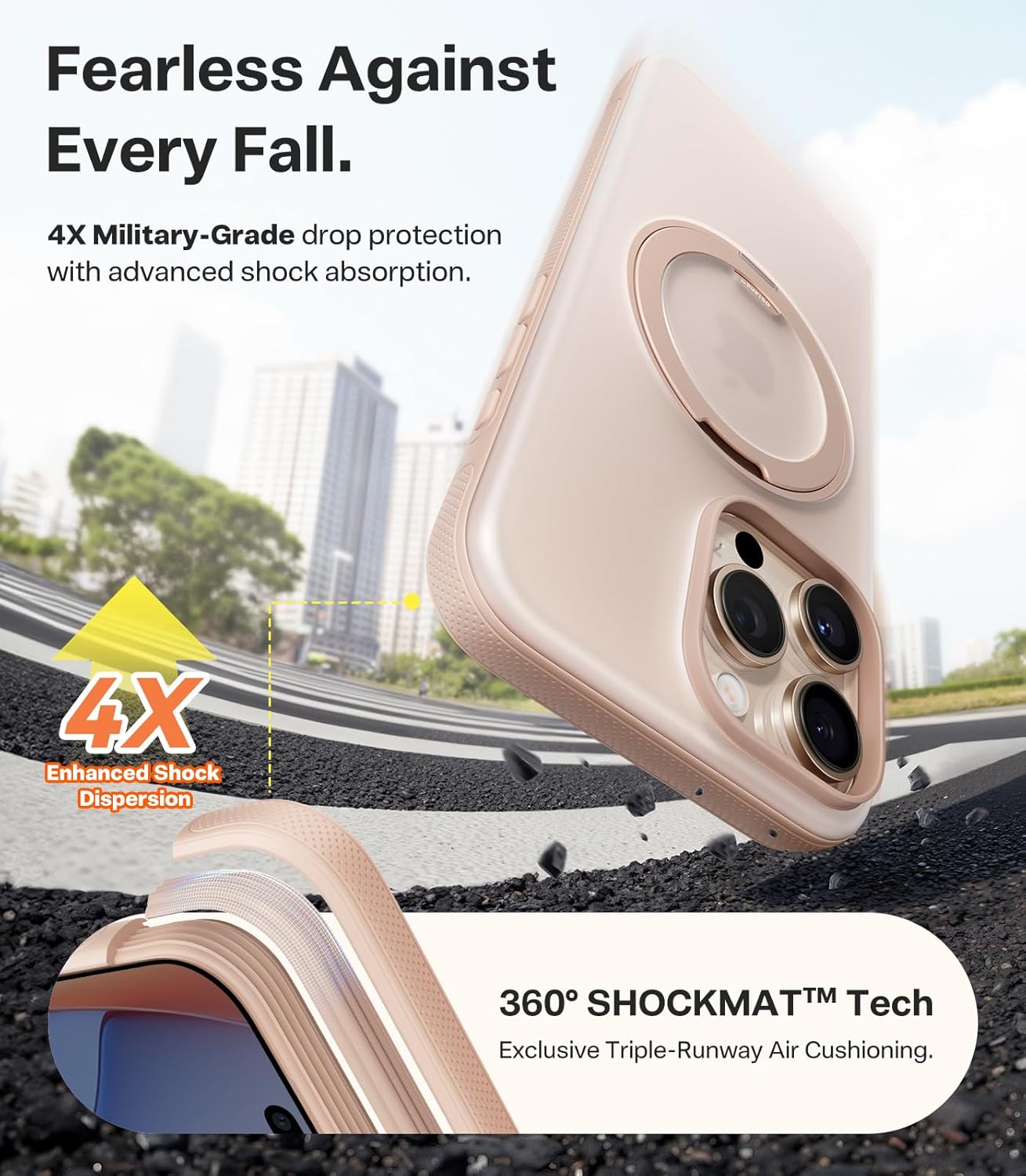 Thumbnail 6 de TORRAS 360 Magnetic Stand for iPhone 16 Pro Max Case with SnapLock MagSafe, Desert Titanium