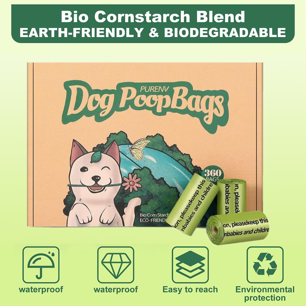 Detalle de PURENV 360 Stück Hundekotbeutel biologisch abbaubar Lavendel Duft