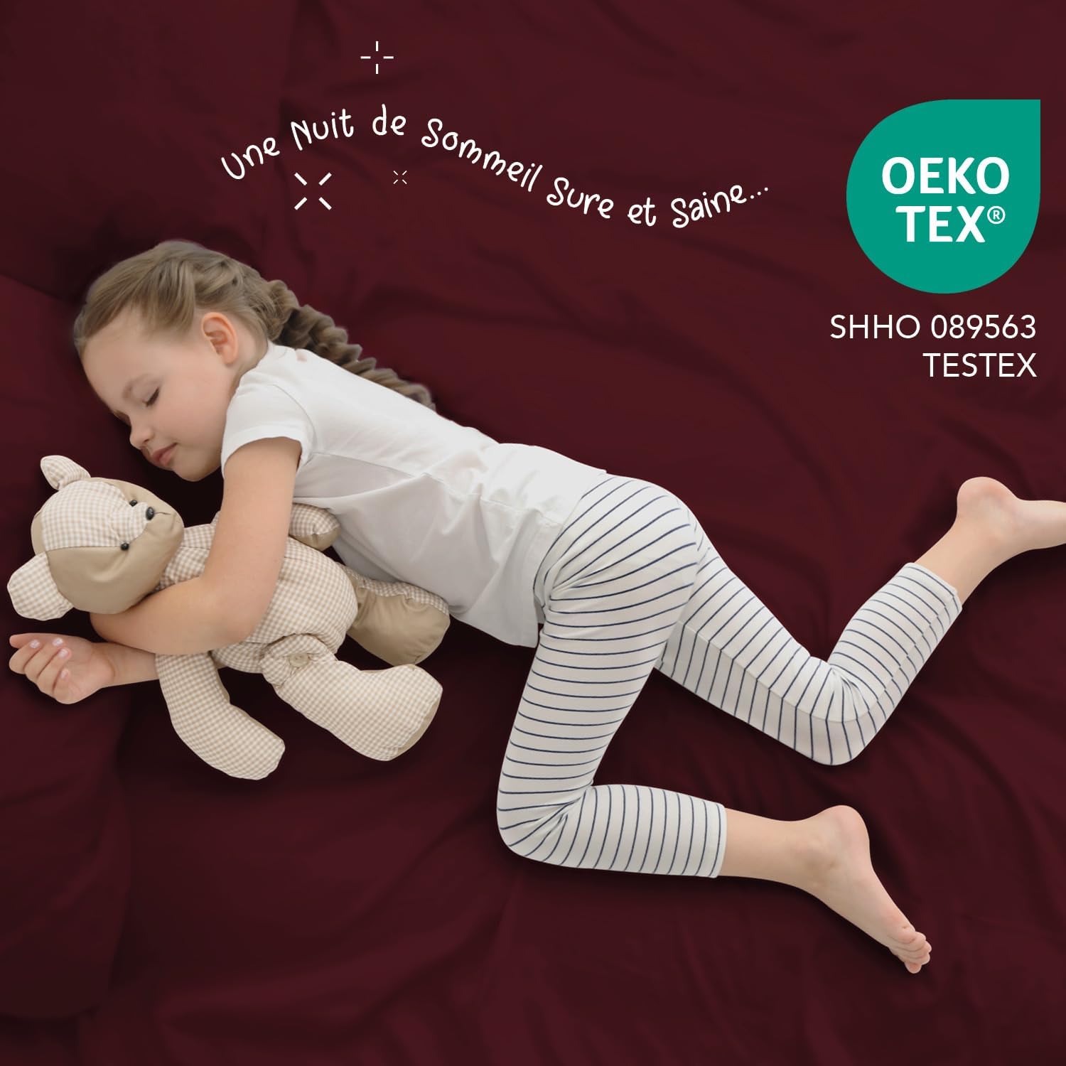 Thumbnail 5 de Dreamzie Parure de lit 135x190 cm en microfibre (4 pièces) Oeko-Tex, Bordeaux