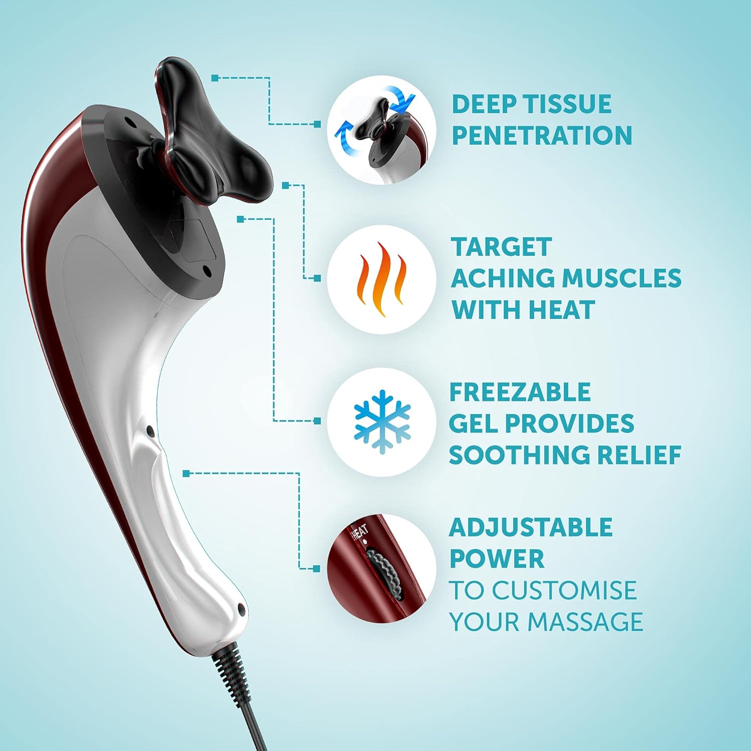 Detalle 2 de Wahl Hot and Cold Massager with Attachments — Corded, Mains Powered