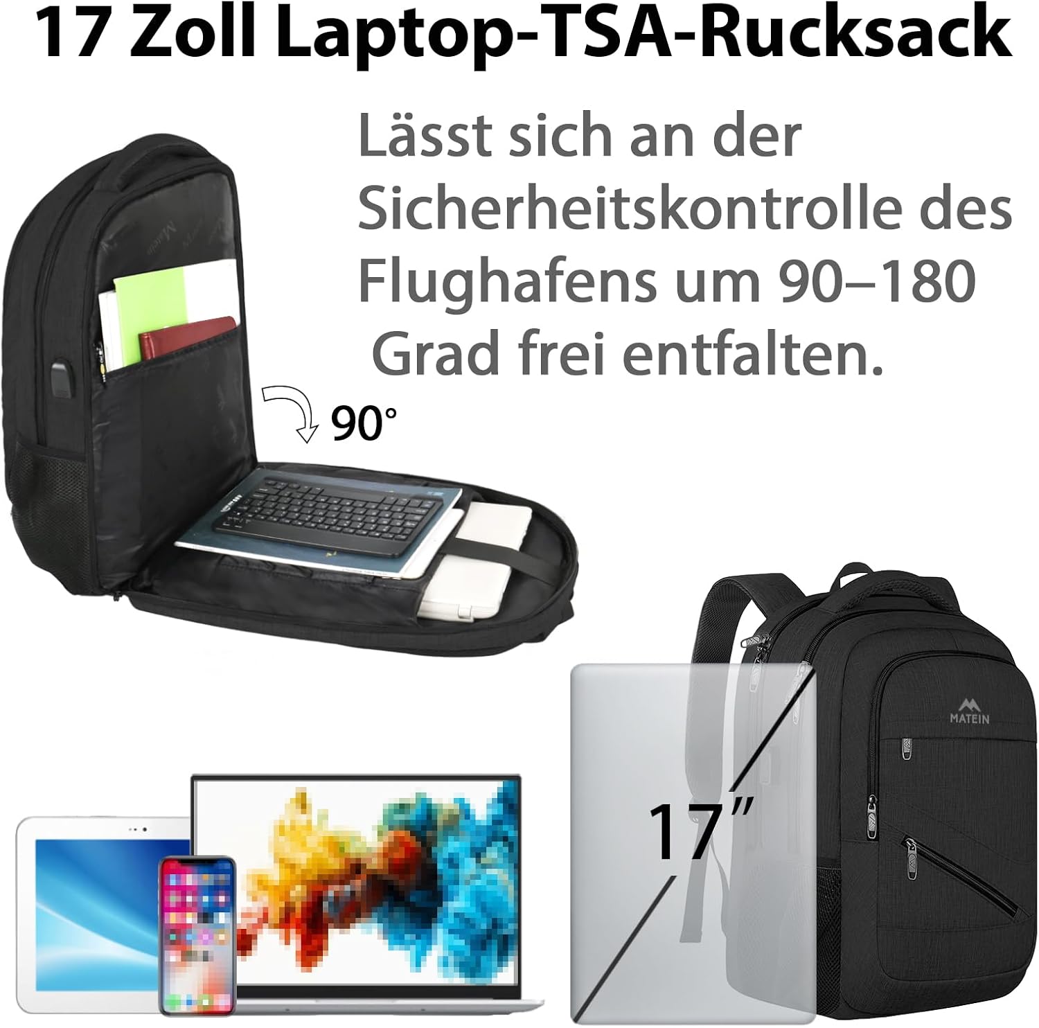 Thumbnail 1 de MATEIN Rucksack Herren 17 Zoll Laptoprucksack