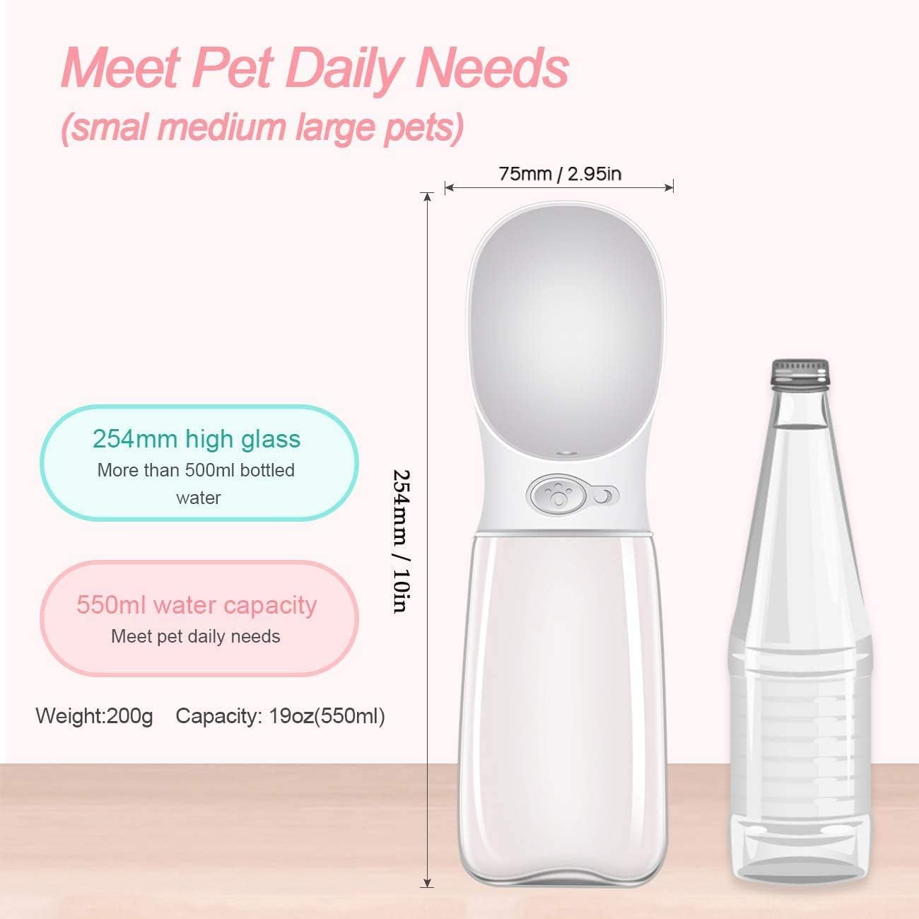 Detalle 2 de COTOP Hundetrinkflasche 550 ml weiß