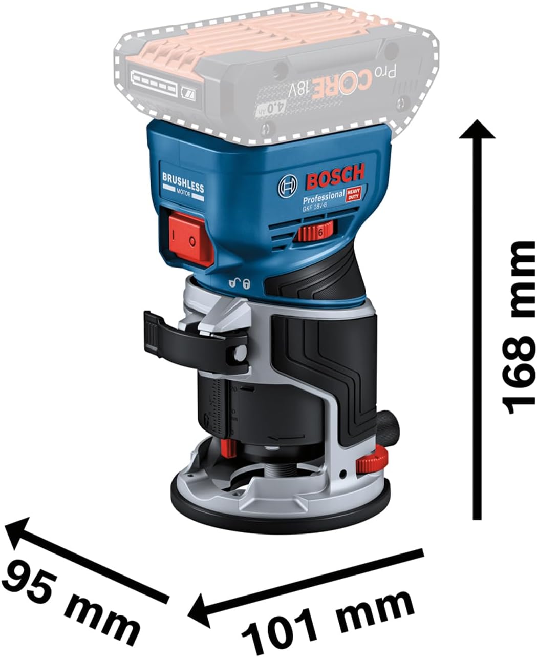 Thumbnail 4 de Bosch Professional 18V System GKF 18V-8 Akku-Kantenfräse – inkl. Parallelanschlag, Absaugadaptern und 8-mm-Spannzange