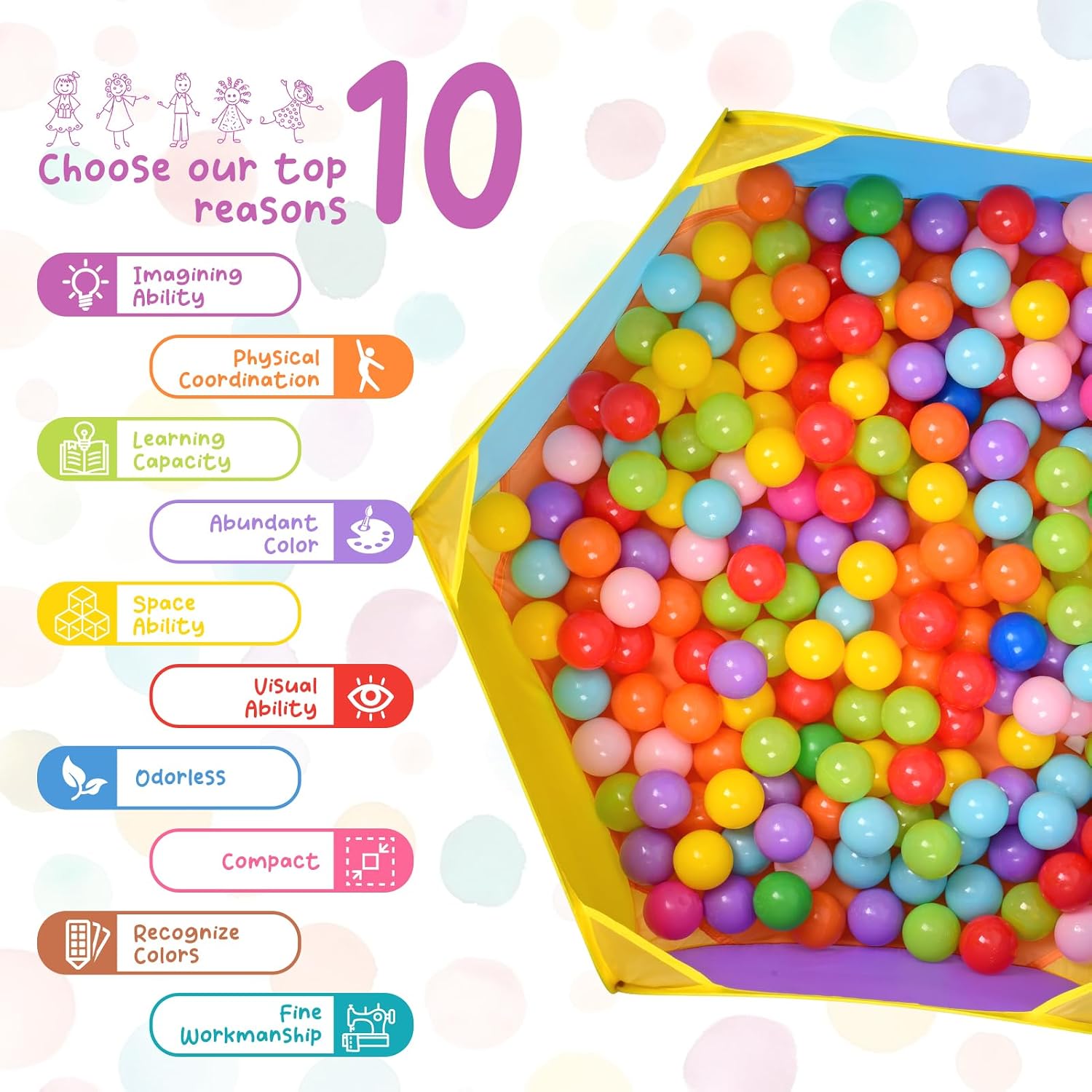 Detalle de Eocolz Kids Large Pop-Up Ball Pit Tent with Basketball Hoop (1M Multicolour, Balls Not Included)