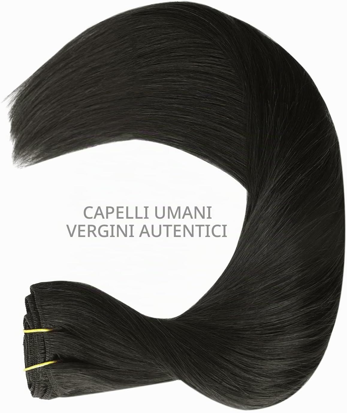 Detalle 1 de WENNALIFE Extension a clip di capelli veri Remy vergini doppia ciocca 55,9 cm, nero naturale