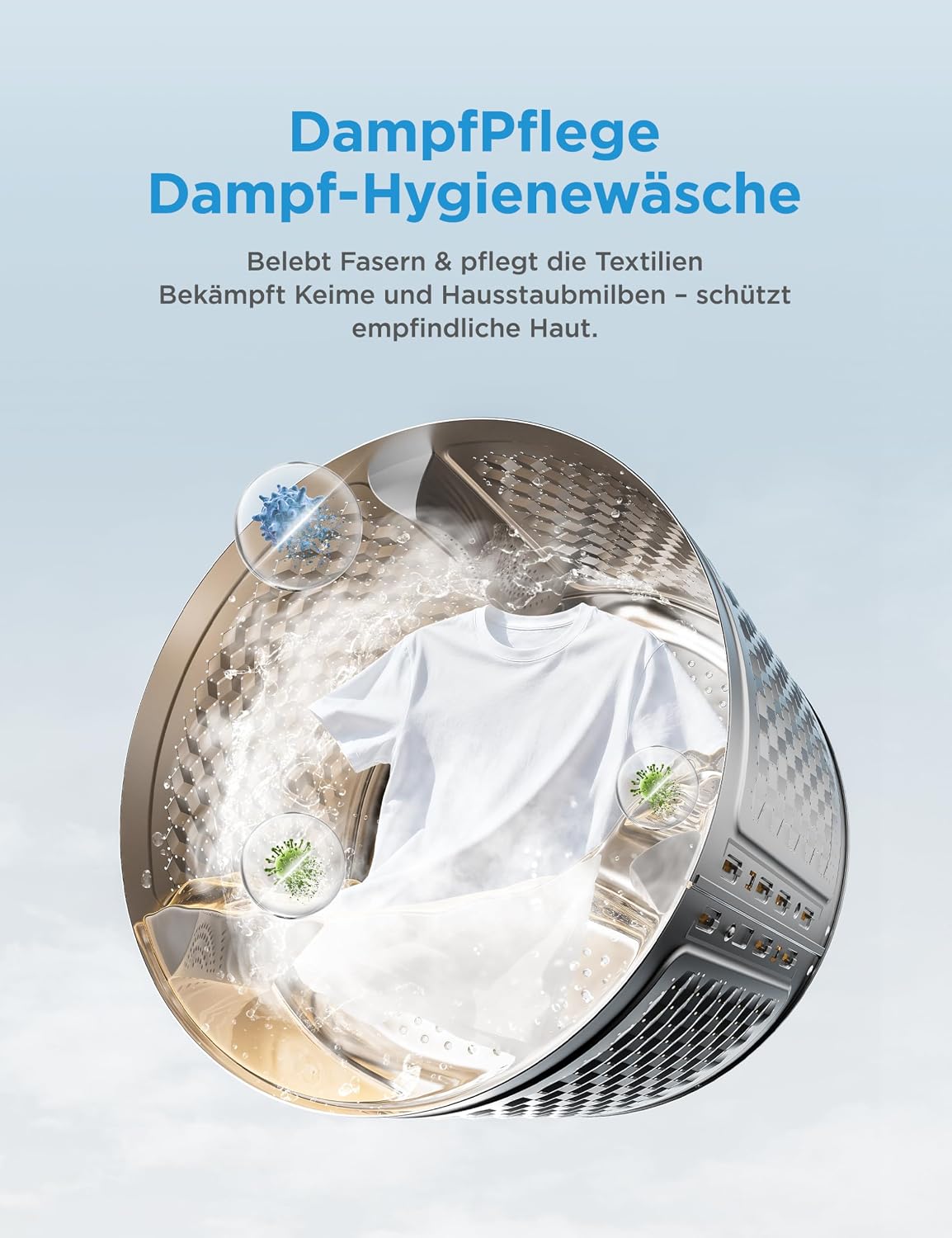 Detalle 2 de Midea Waschmaschine MFV3EW100BA10 – 10 kg, A-10%, leise und vielseitig