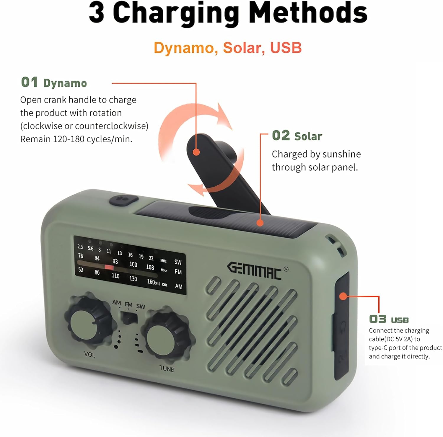 Detalle de Radio de Emergencia Portátil 2000mAh