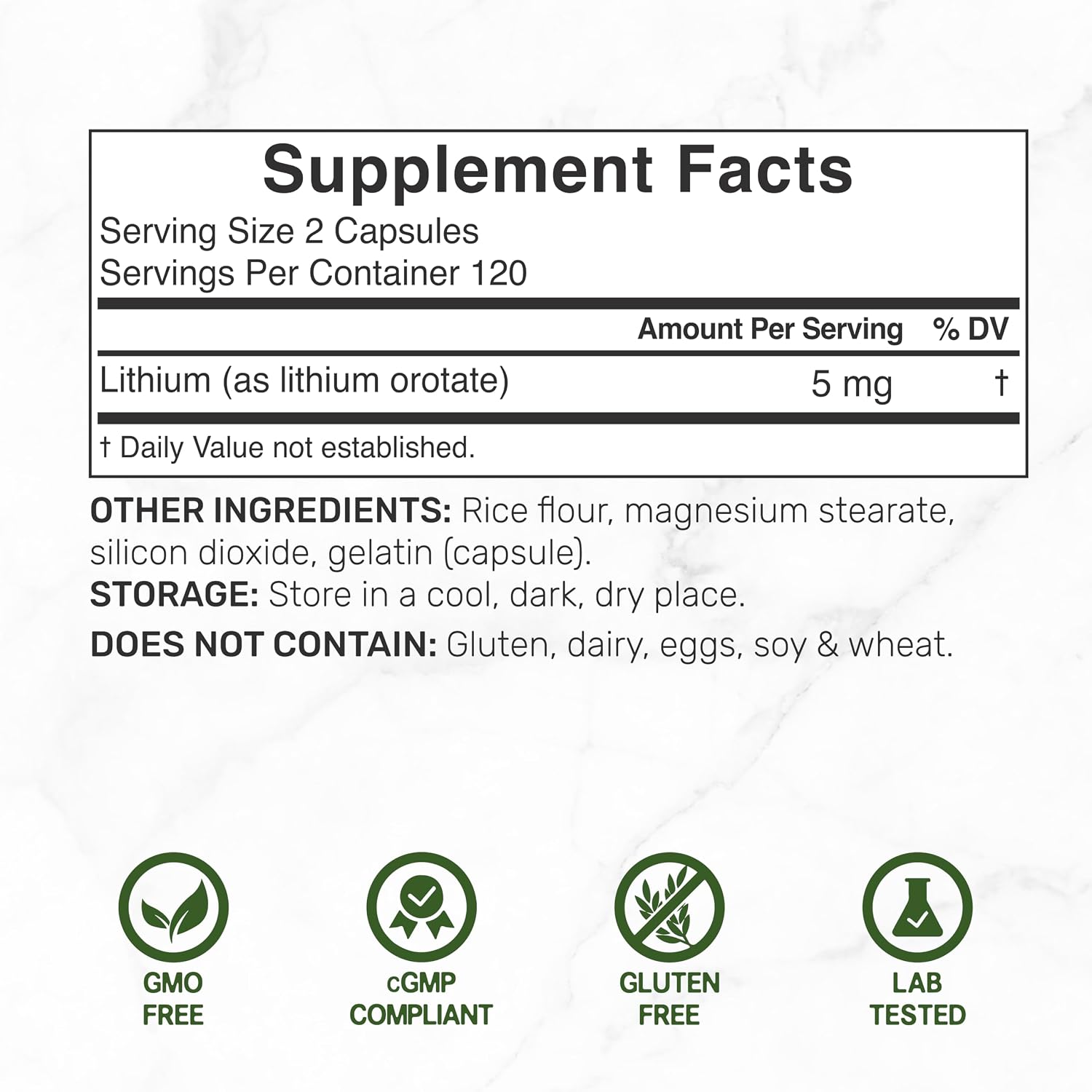 Detalle 2 de Lithium Orotate Supplement 5mg