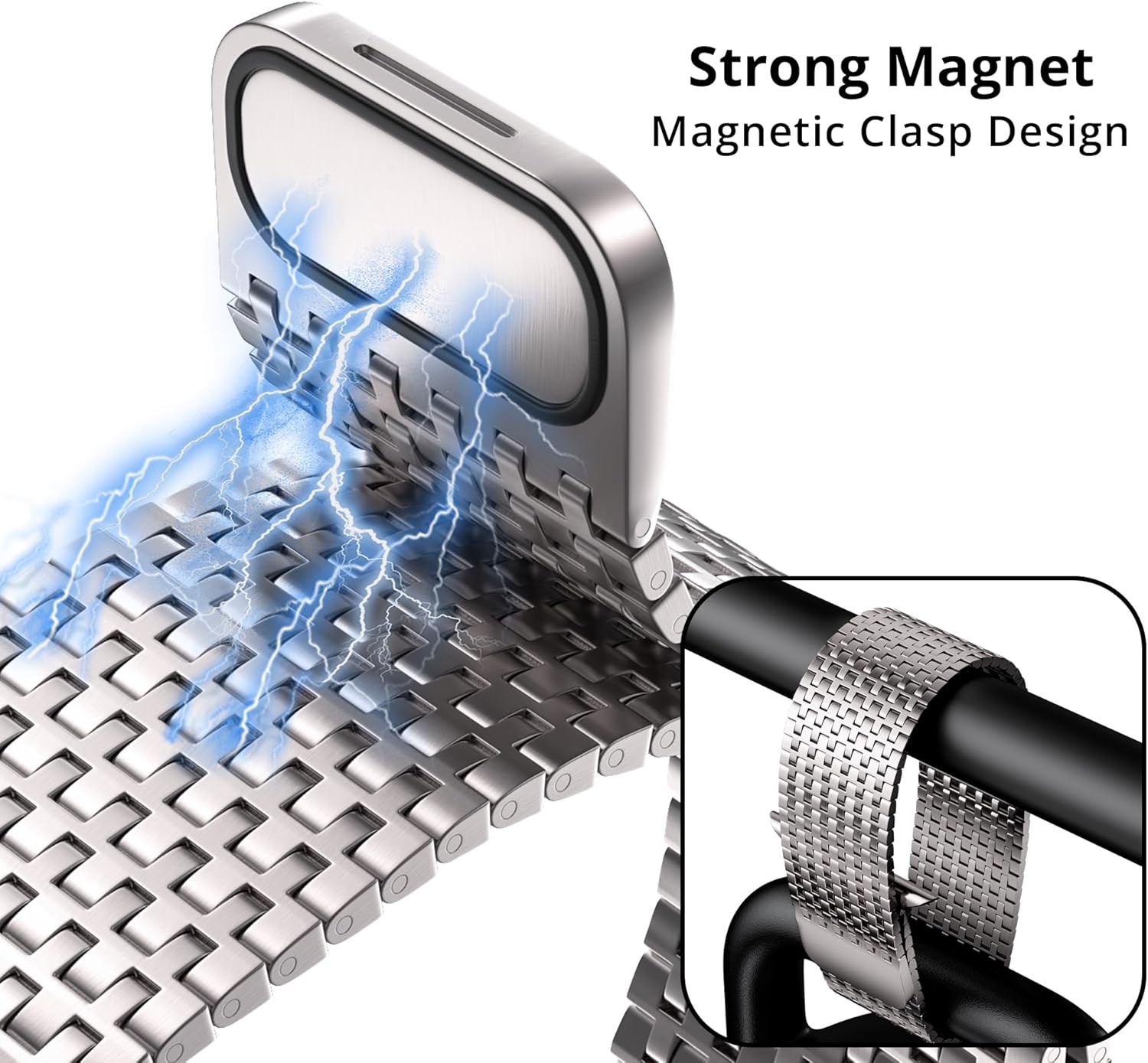 Detalle de LULULOOK Milanese Loop magnetic band for Apple Watch