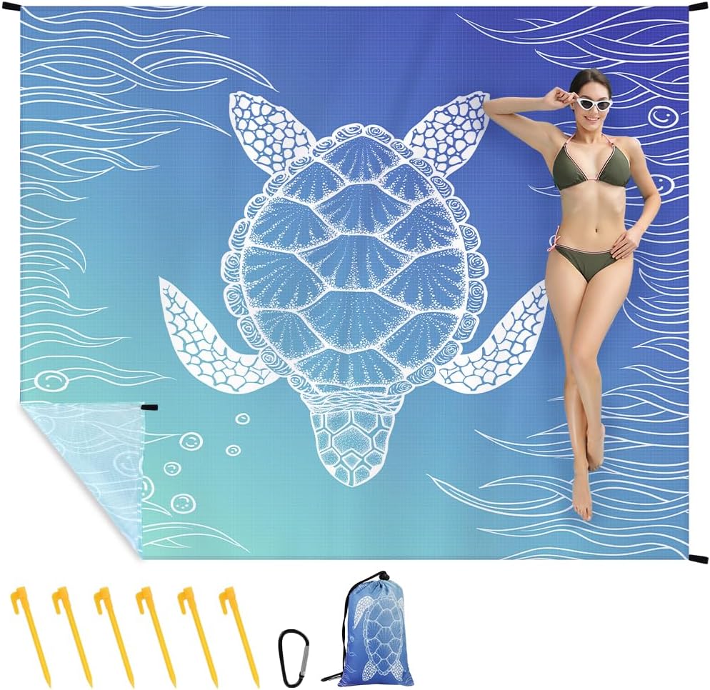 Detalle de Ainiv koc plażowy 140 × 210 cm, składany, wodoodporny i odporny na piasek