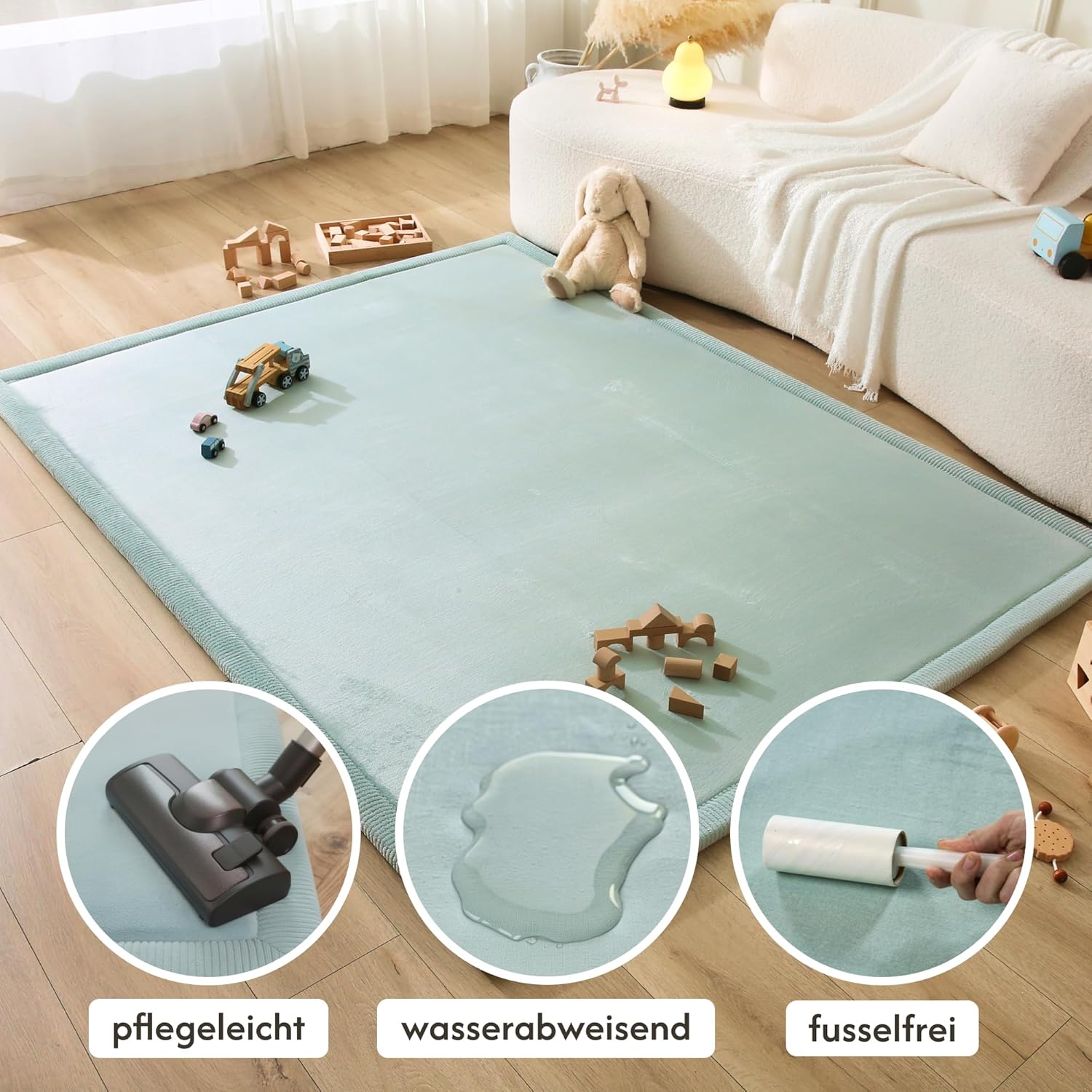 Thumbnail 4 de Wolkenweiche Spielmatte Baby 200x150x2,5 cm grün – Memory-Schaum, rutschfeste Unterseite