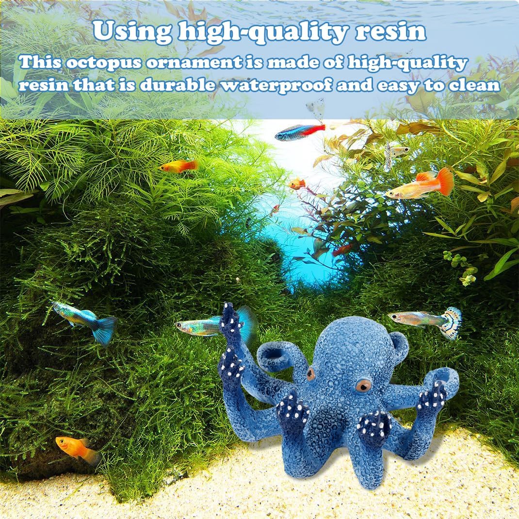 Detalle de DIYBravo Blue Glowing Octopus Aquarium Ornament (2.5 × 5 × 5 in)