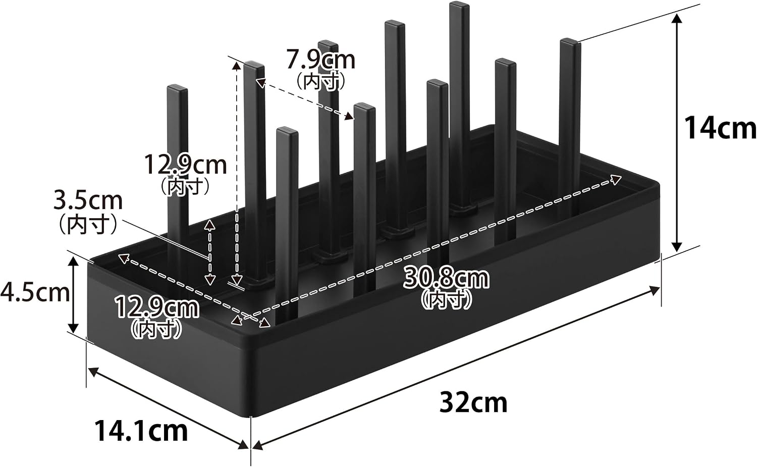 Thumbnail 6 de 山崎実業 tower 1360 シンク下収納スタンド 幅32cm ブラック 可動式仕切りバー10本