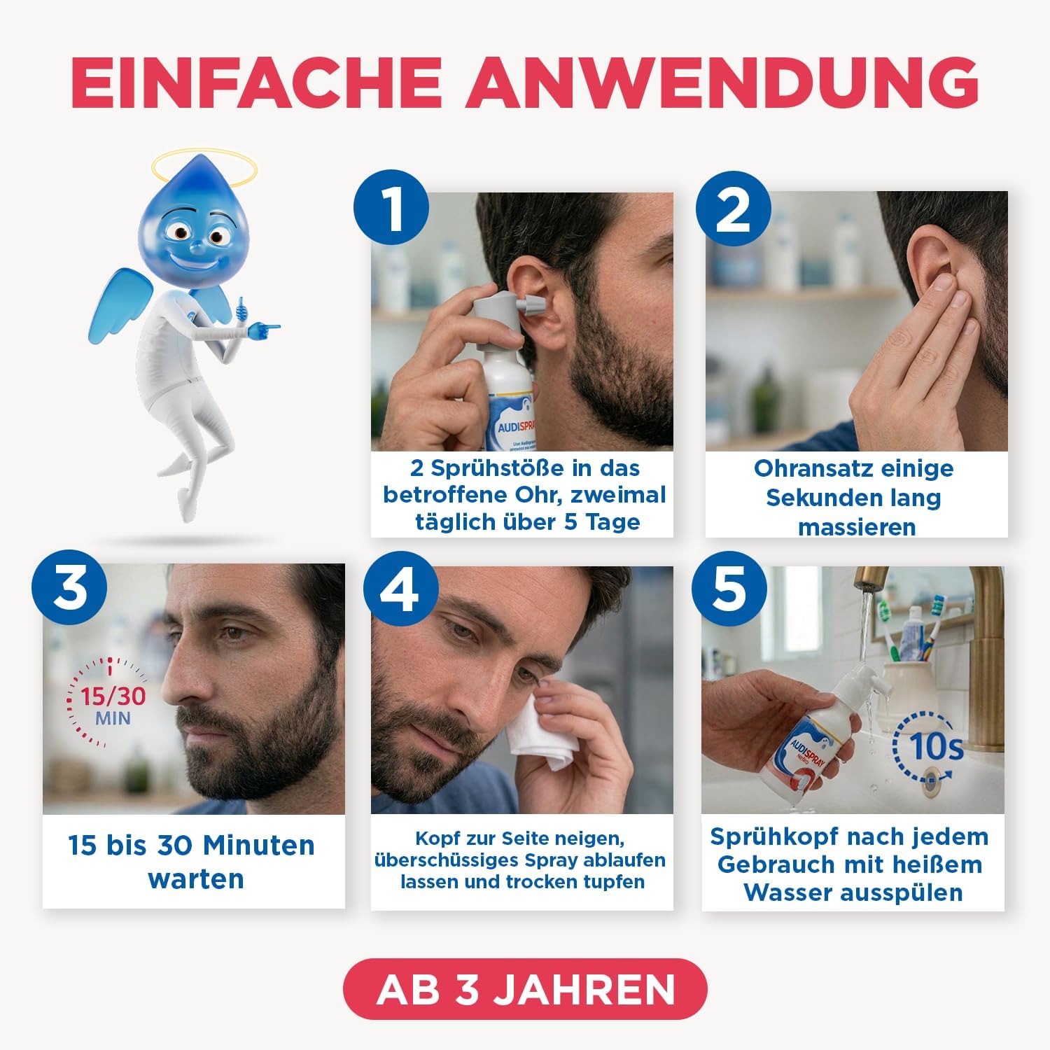 Detalle de AUDISPRAY Ultra – Behandlung von Ohrenschmalzpfropfen, Spray 20 ml