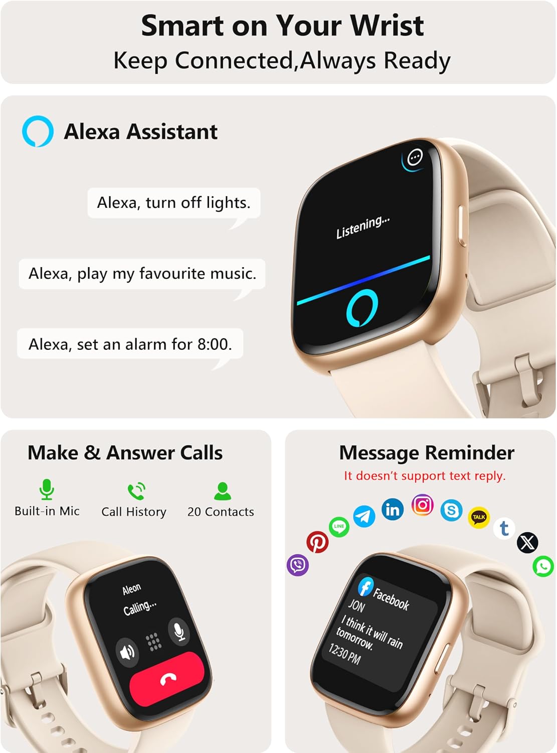 Detalle de Smart Watch 44mm with Alexa, 1.83" display