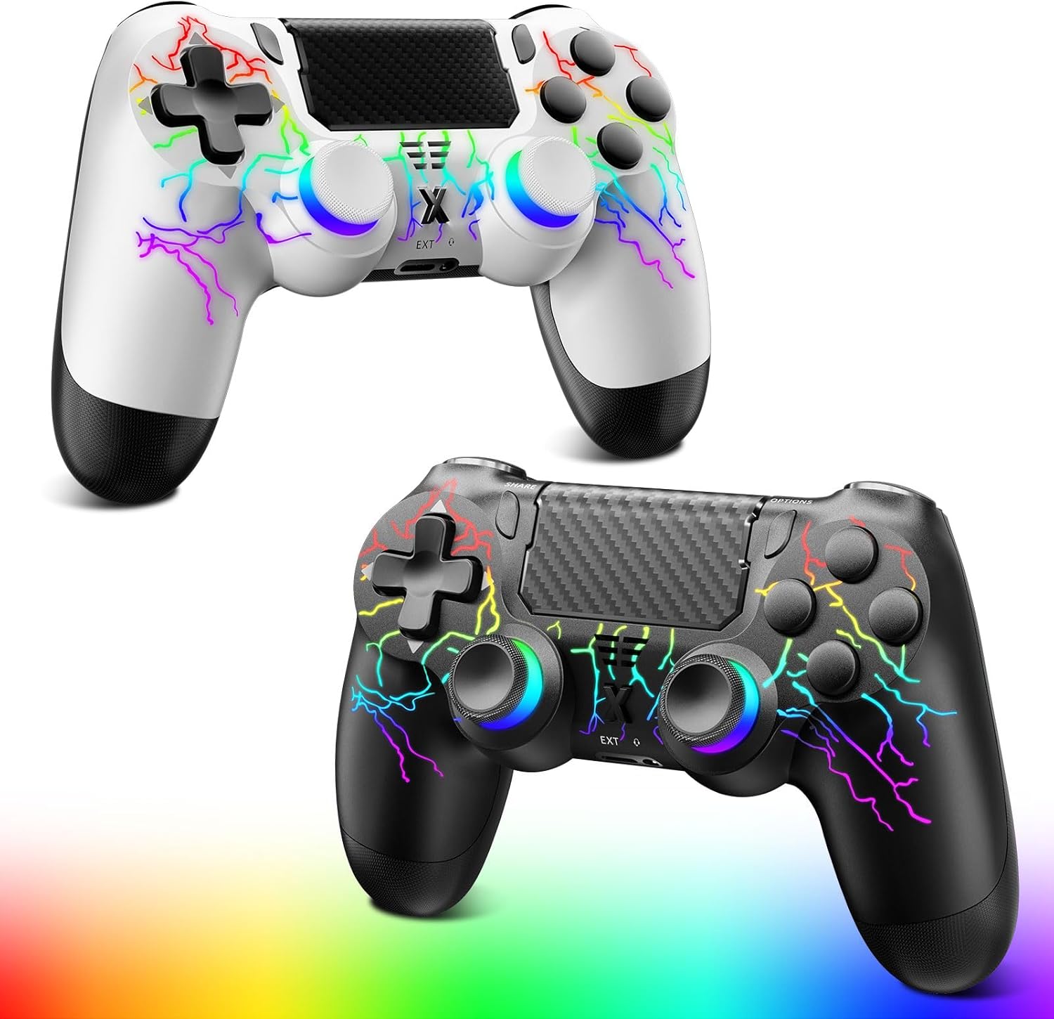 Detalle de Glitfix Wireless Controller for PS-4 (PS-4, Slim, Pro) and PC — Dual Vibration, 6-Axis, RGB LED