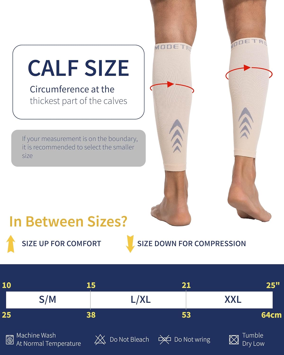 Thumbnail 2 de Modetro Sports Calf Compression Sleeves (Beige, SM) – 20-30mmHg for Shin Splints & Recovery