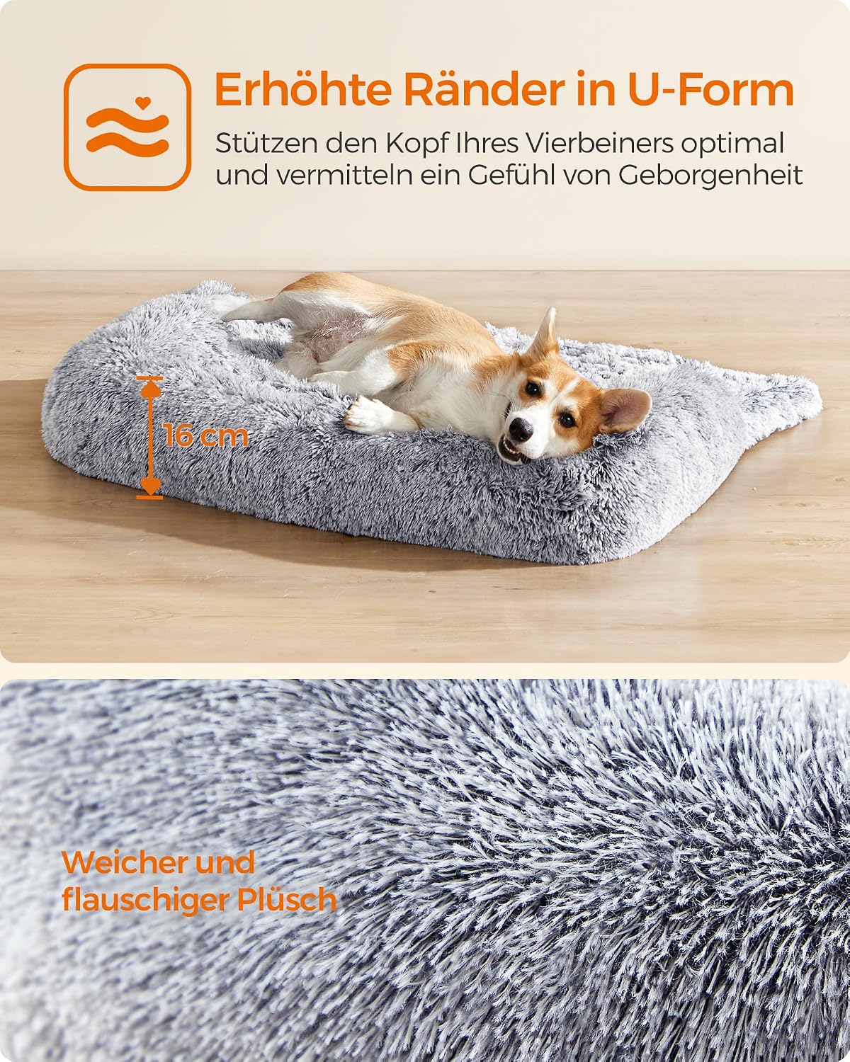 Detalle 2 de Feandrea FluffyHug Hundebett L 95×85×16 cm