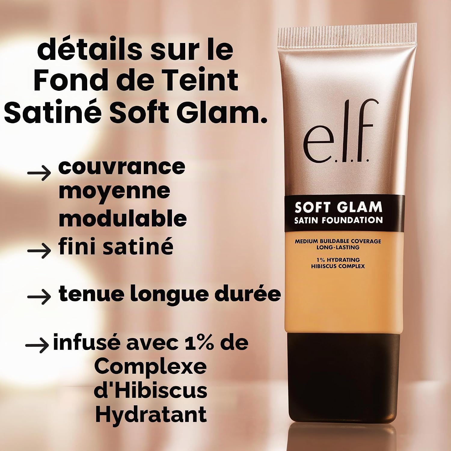 Detalle 2 de Fond de teint Soft Glam Satin : finition satinée et couvrance modulable