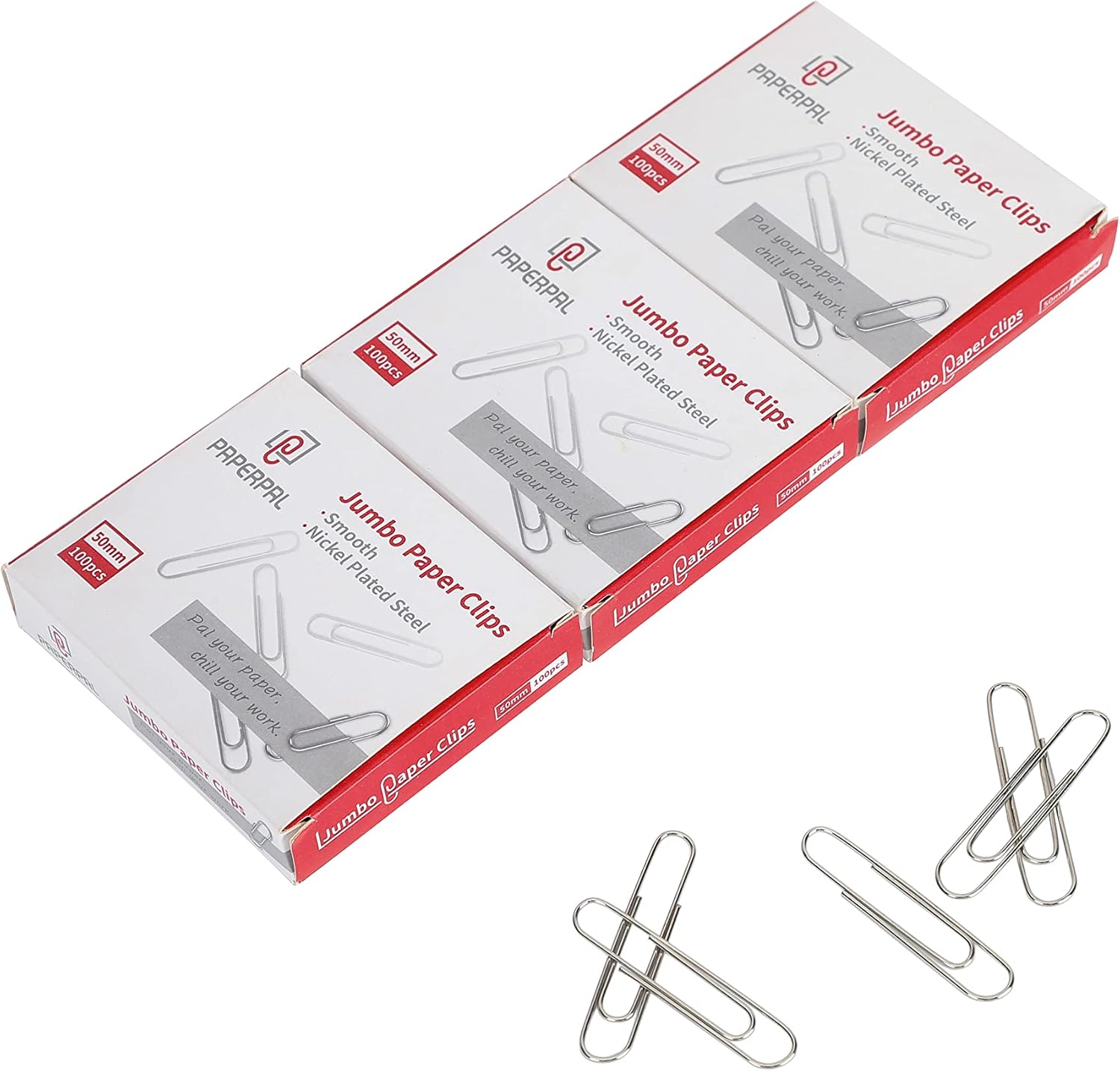 Detalle de PAPERPAL Jumbo Smooth Paper Clips, 2-Inch Silver, 300 Count