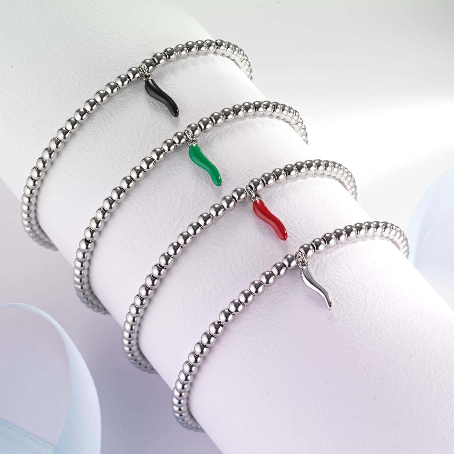 Detalle de inSCINTILLE Corni Bracciale Donna in Acciaio Inossidabile con Corno Portafortuna – Regalo Portafortuna