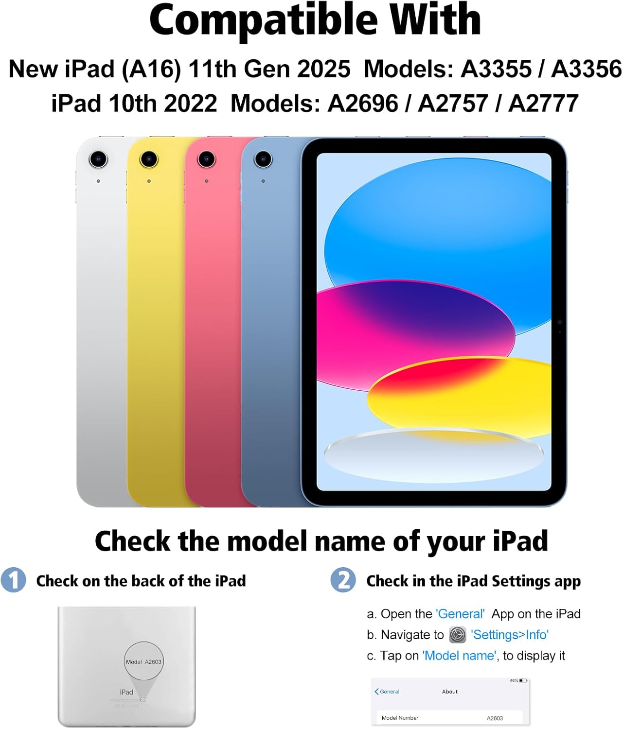 Thumbnail 1 de AGARELE Keyboard Case for iPad A16 (11th Gen, 2025) & iPad 10th Gen (2022) – Detachable UK Bluetooth Keyboard, Blue