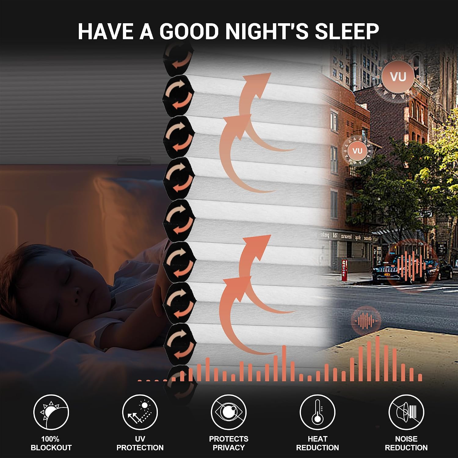 Thumbnail 3 de HOTSOON Blackout Cellular Shade, Cordless No-Drill, 36.5" W x 64" H
